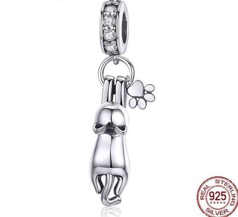 Sticky cat s925 sterling silver loose beads handmade diy jewelry accessories