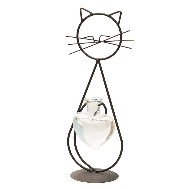 Simple Cat Iron Flower Hydroponic Vase