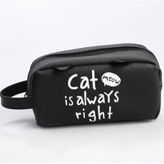 Boy and girl cat pencil bag Student large capacity cat head stationery storage bag Simple silicone pen case