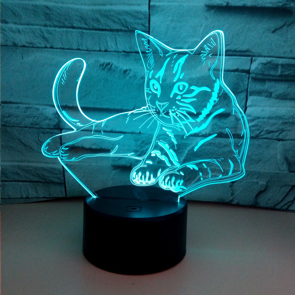 Colorful 3D fox cat light