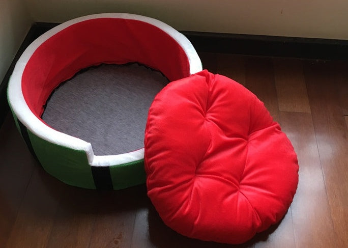 Four seasons kennel watermelon bed home quiet pets autumn and winter warm cat litter Teddy bear small dog cat watermelon nest