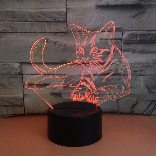 Colorful 3D fox cat light