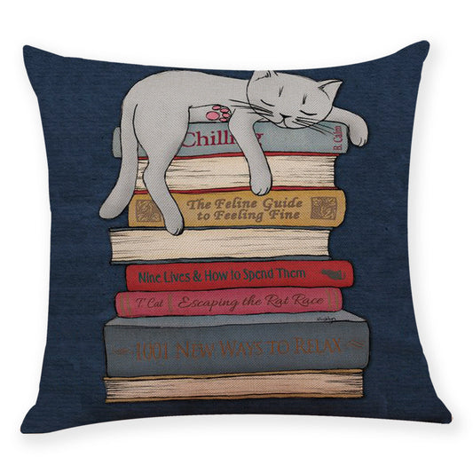 New Textbook Cat Creative Cotton And Linen Pillowcase