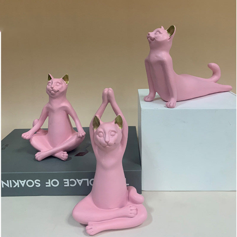 Modern Yoga Cat Cute Combination Set Creative Home