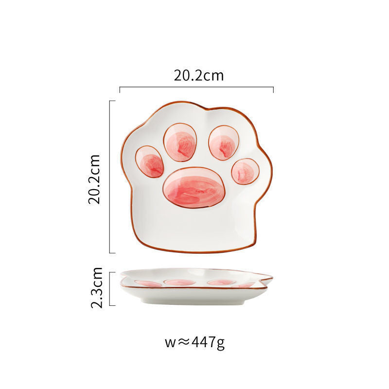 Japanese Style Cute Cartoon Cat Paw Dishes Set