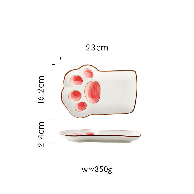 Japanese Style Cute Cartoon Cat Paw Dishes Set