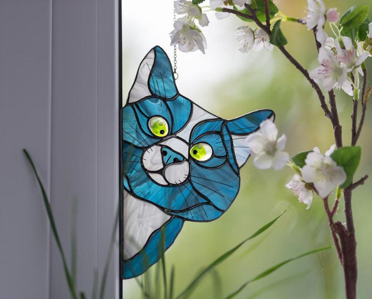 Stained Glass Cat Window Hanger Decoration