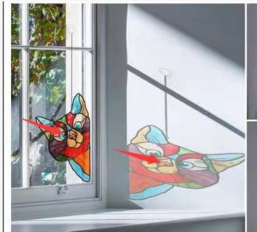 Stained Glass Cat Window Hanger Decoration