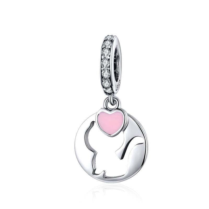 Cute Cat Fashion 925 Sterling Silver Pendant DIY Jewelry Accessories