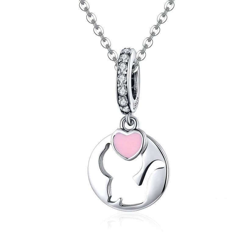 Cute Cat Fashion 925 Sterling Silver Pendant DIY Jewelry Accessories