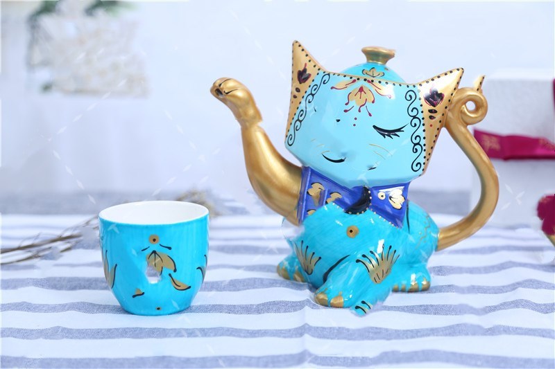 High Temperature Hand Color Cute Cat Teapot