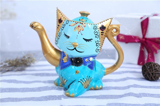 High Temperature Hand Color Cute Cat Teapot