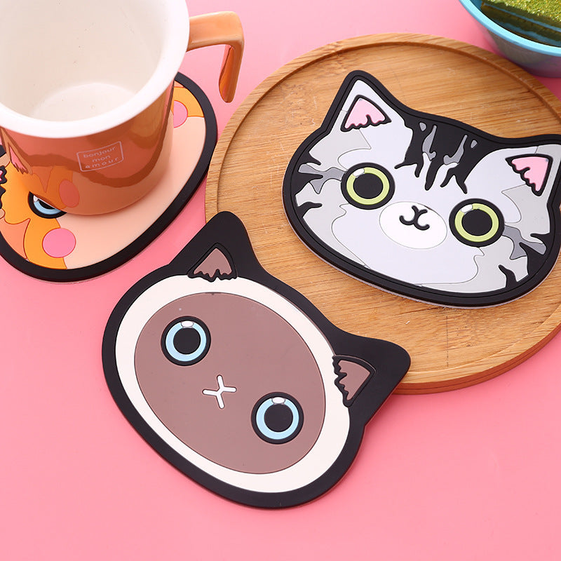 Cute Cat Thermal Insulation Non-slip Silicone Coaster