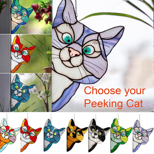 Stained Glass Cat Window Hanger Decoration