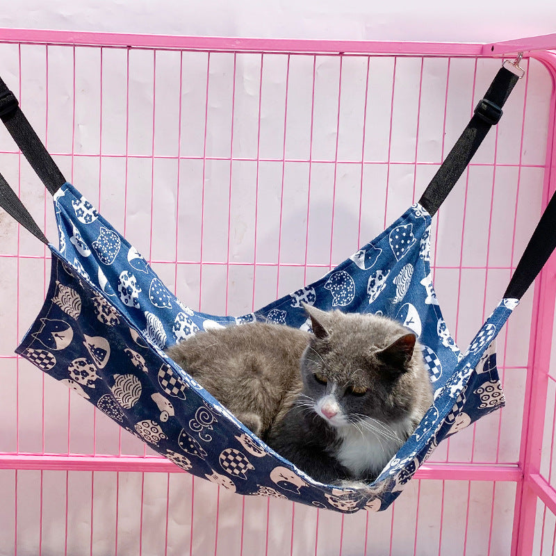 Summer Linen Cat Cage Adjustable Hammock