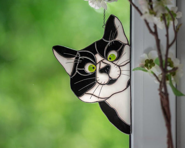 Stained Glass Cat Window Hanger Decoration