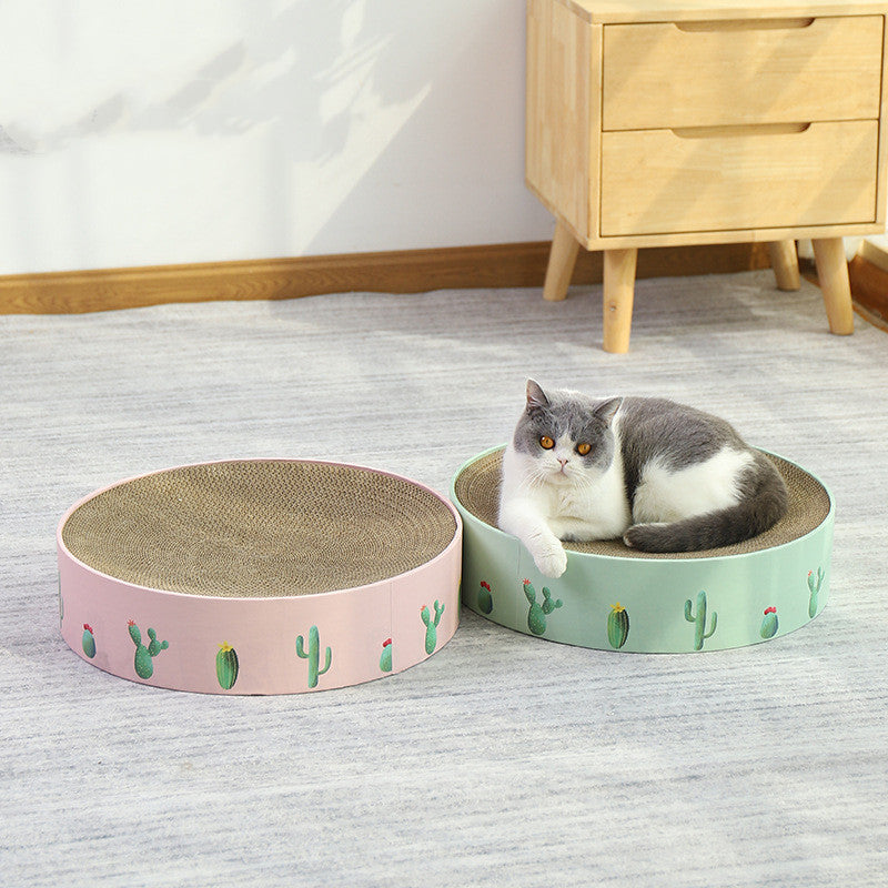 Cat Round Scratch Board Durable Cat Bed Toys Corrugated Paper Pad Scratching Cardboard for Kittens Medium Cats