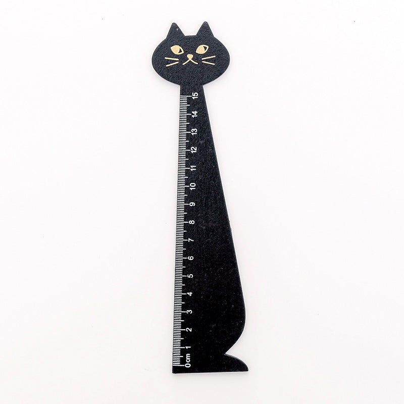 Through Lovely Cat Shape Solid Wooden Ruler Measurement