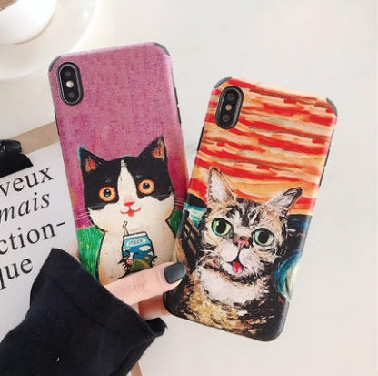 Compatible with Apple , Retro Art Apple 11promax Mobile Phone Case Cat 7p8p Embossed