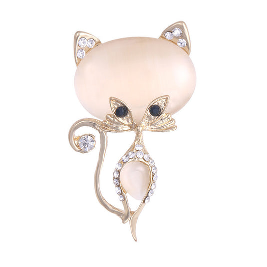 High-end Jewelry Wholesale Alloy Crystal Fashion Cat Eye Kitten Brooch