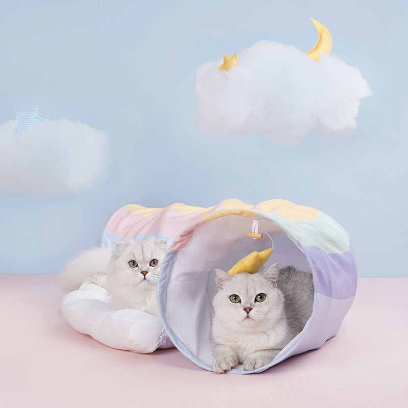 Cat Toy Rainbow cat Tunnel Bed Cat Passageway Rolling Floor Dragon Removable And Washable Cat Litter Four Seasons General Villa Cat Toy