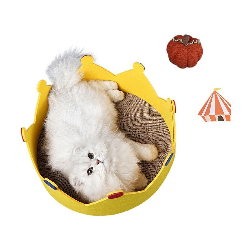 New Felt Corrugated Paper Crown Round Cat Litter