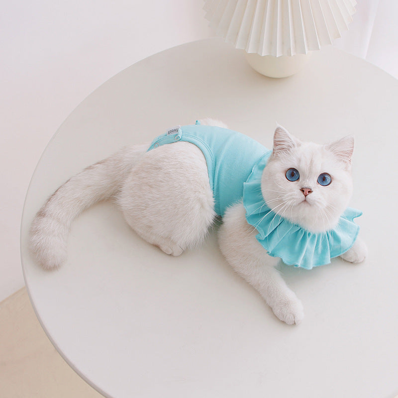 Burden-Relieving Sterilization Suit Pet Clothes Cute Breathable Summer Thin Female Cat Weaning Cat Surgical Gown