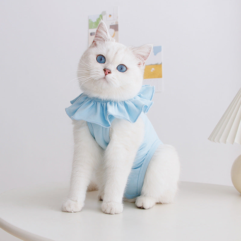 Burden-Relieving Sterilization Suit Pet Clothes Cute Breathable Summer Thin Female Cat Weaning Cat Surgical Gown