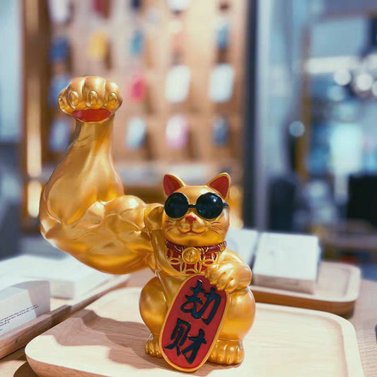 Lucky Cat Ornaments With Muscle Arms