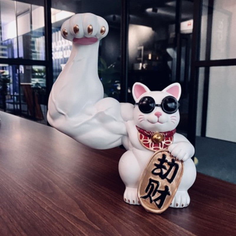 Lucky Cat Ornaments With Muscle Arms