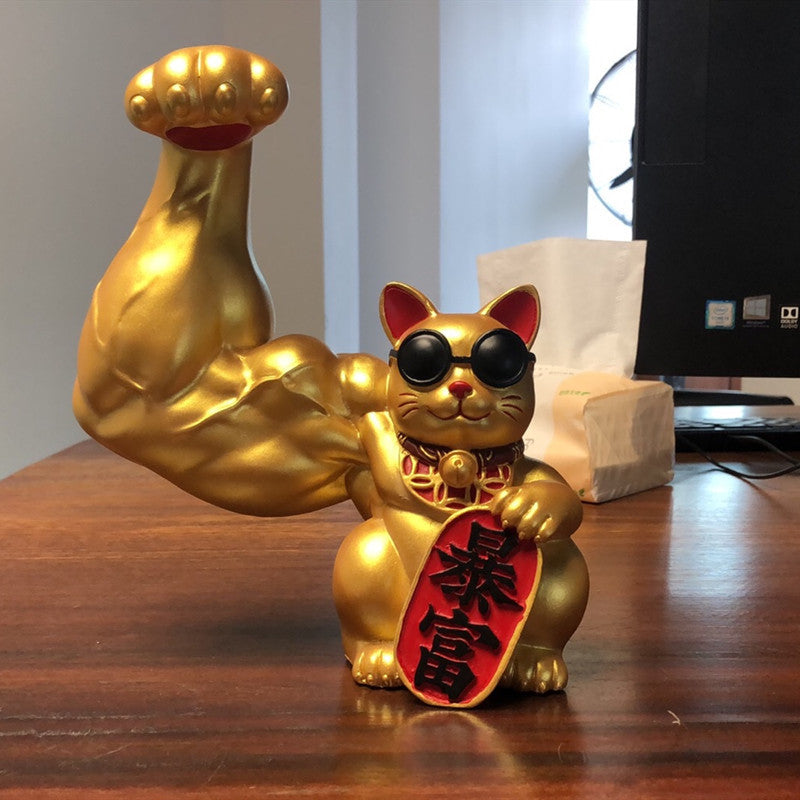 Lucky Cat Ornaments With Muscle Arms