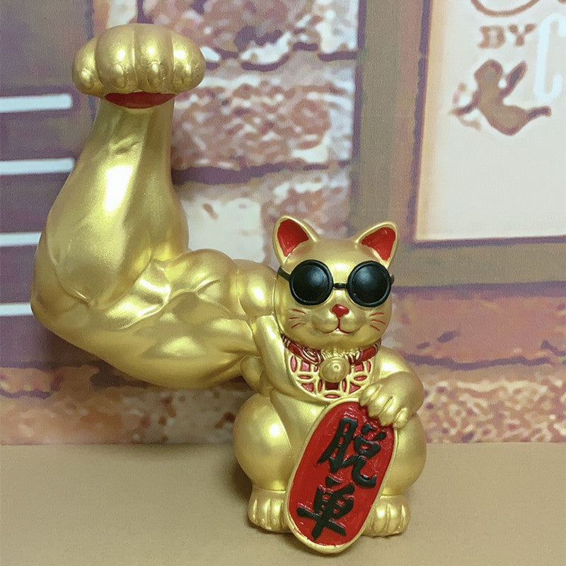 Lucky Cat Ornaments With Muscle Arms