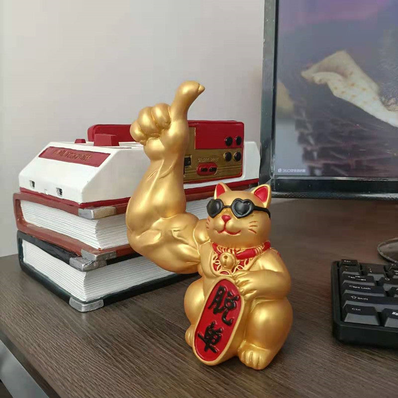 Lucky Cat Ornaments With Muscle Arms