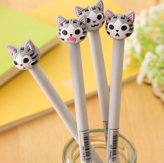 Cartoon Cheese Cat Gel Pen Emoticon Cat Water-Based Pen Middle School Student Pen