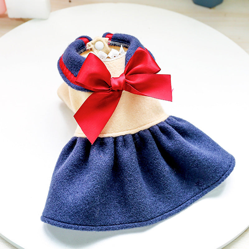 Dog Cat Clothes Cute Cat Cat Costume Navy Blue Bow Student Princess Skirt