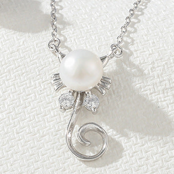 Wholesale Women Freshwater Cat Pendant 925 Sterling Silver Necklace And Earing Pearl Jewelry Sets