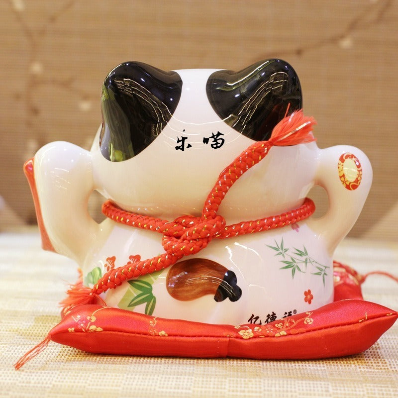 Ceramic Candy Jar Lucky Cat Ornaments, Big Mouth