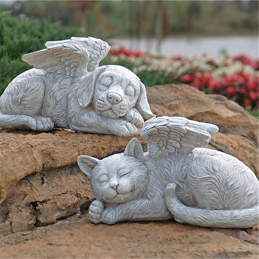 Dog Cat Angel Pet Memorial Grave Marker Statue