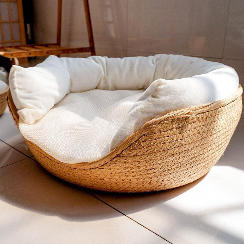 Surrounding Pillow Type Rattan Cat Litter Hanging Basket Cat Bed Four Seasons