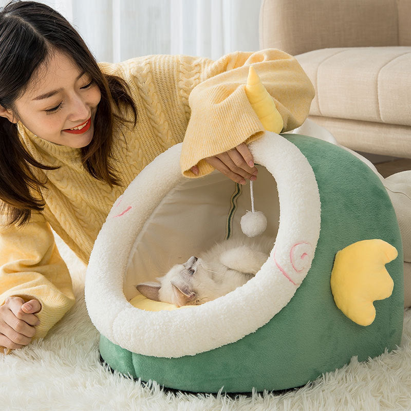 Animal-Shaped Cat Litter, Cute Semi-Enclosed, Keep Warm In Autumn And Winter