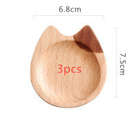 Cat solid wood dish