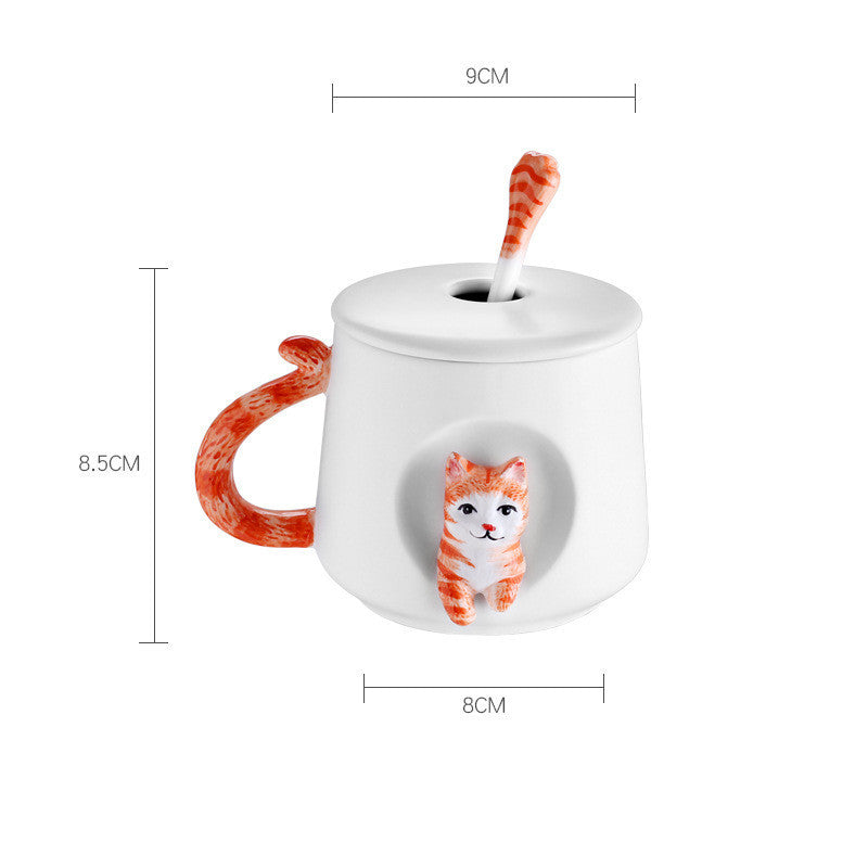 Cat Cartoon Ceramic Cup Three Dimensional Relief Mug