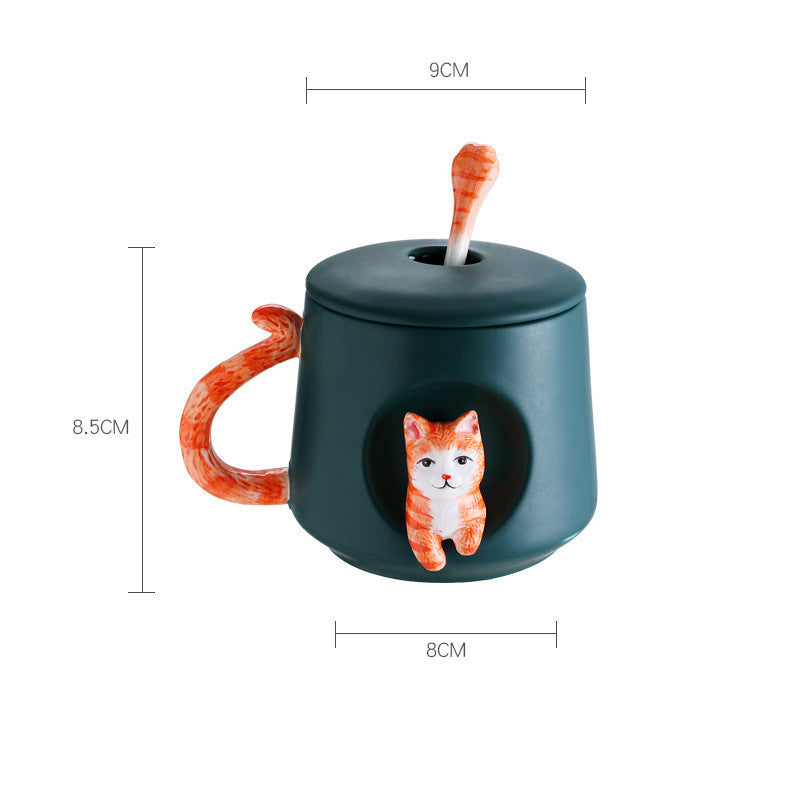 Cat Cartoon Ceramic Cup Three Dimensional Relief Mug