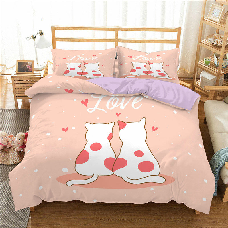 Cartoon Cat 3D HD Digital Printing Quilt Cover