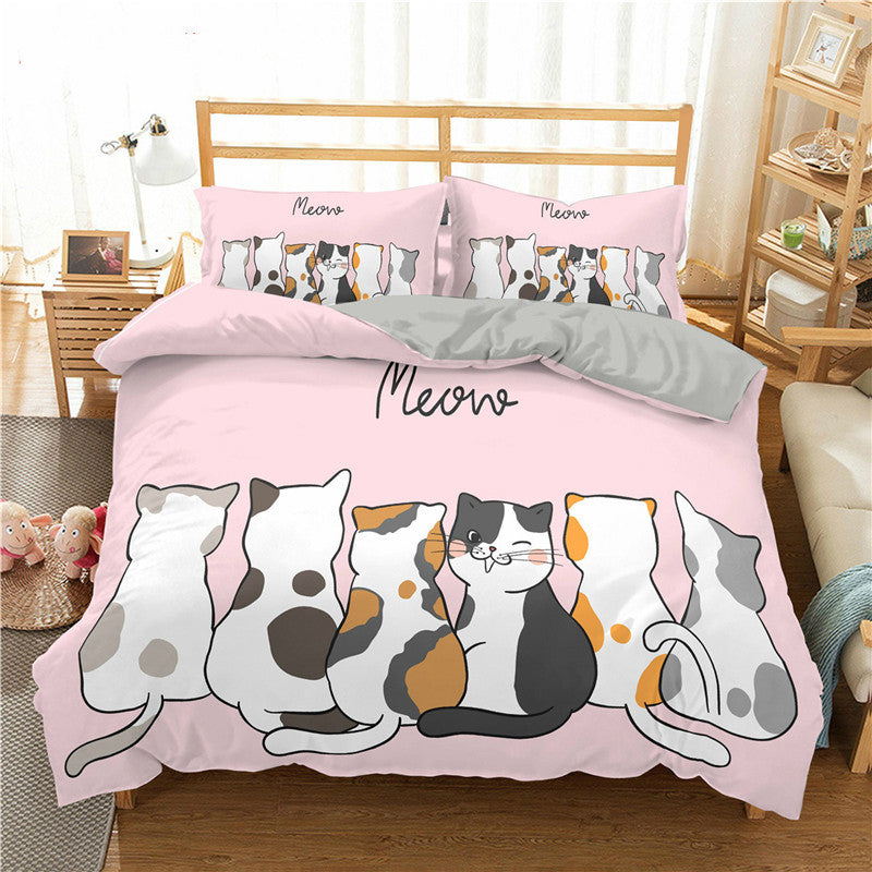 Cartoon Cat 3D HD Digital Printing Quilt Cover