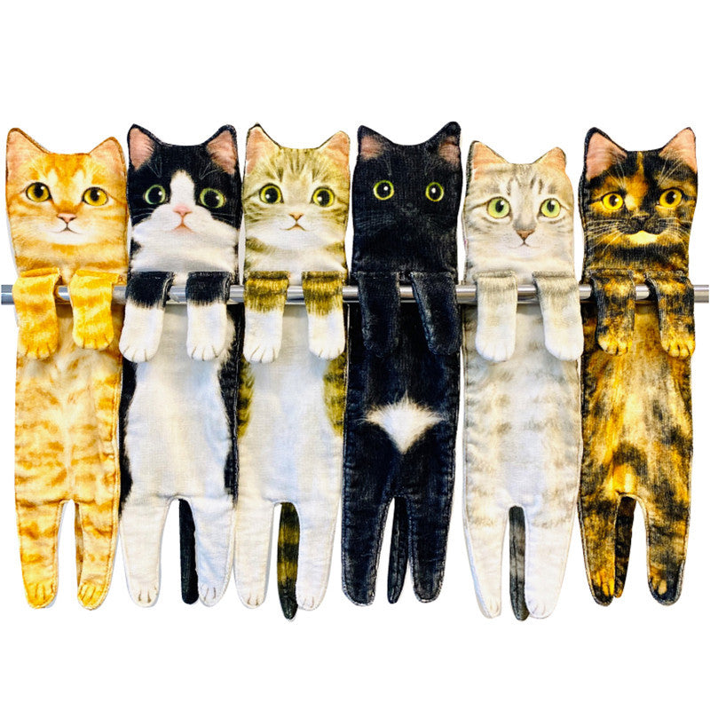 Quick-drying Cat Hand Towel, Cat Towel, Cute Absorbent Towel