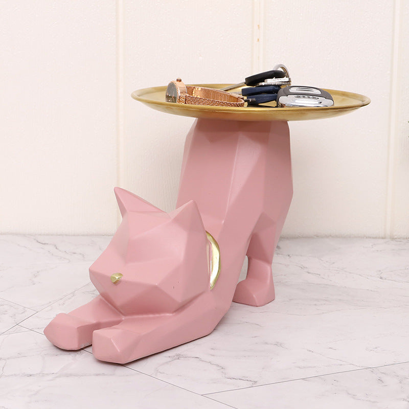 Geometric Cat Resin Shelf Home Entrance Key