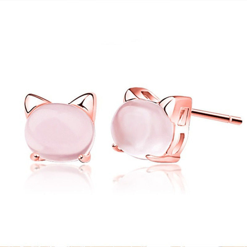 Girl Earrings Pure Silver Cute S925 Female Student Korean Cat Earrings Silver Children's Ear Jewelry Lover