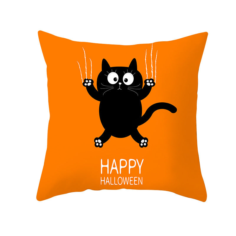 Halloween new pumpkin black cat pillowcase