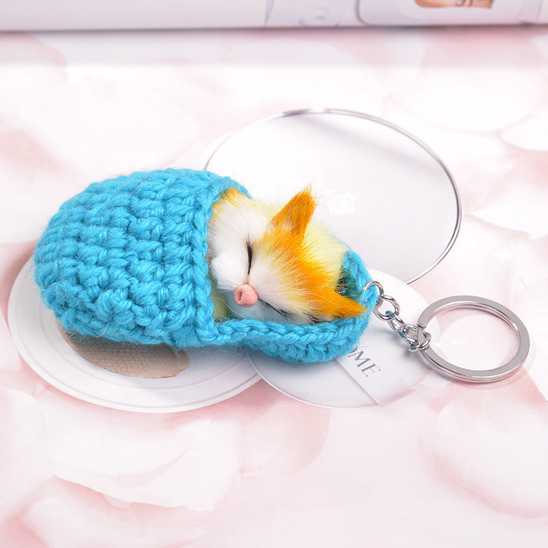 Sleeping cat key ring